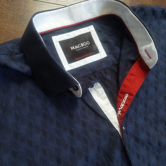 Maceoo Fresh Navy Losange Short Sleeve Shirt Size 6 2XL - Picture 2 of 11